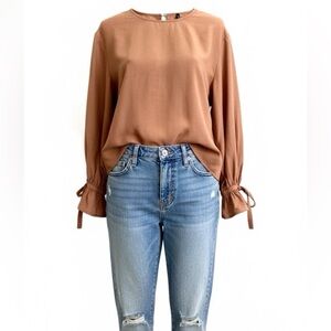 Stradivarius Long Tie Sleeve Blouse Top